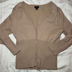 Mossimo Women's V-Neck Cardigan Sweater Beige Size M 3/4 Sleeve Y2K, Coquette